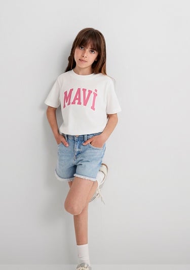  Mavi Mavi Logo Baskılı Beyaz Tişört Regular Fit / Normal Kesim 7610109-70057