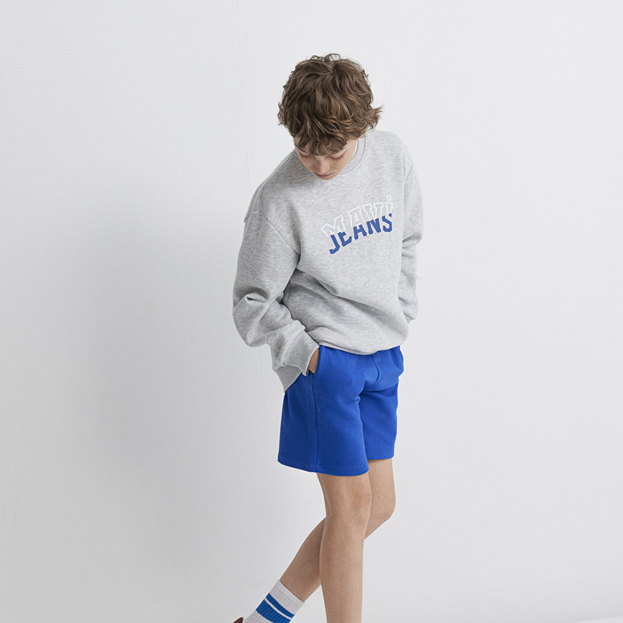 Mavi Mavi Logo Baskılı Gri Sweatshirt 6S10031-85438