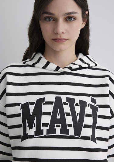  Mavi Mavi Logo Baskılı Beyaz Sweatshirt 1S10118-84603