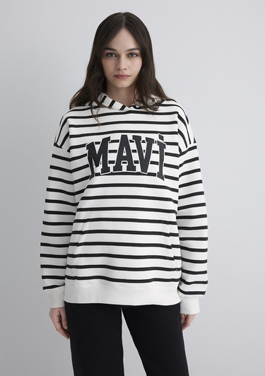  Mavi Mavi Logo Baskılı Beyaz Sweatshirt 1S10118-84603