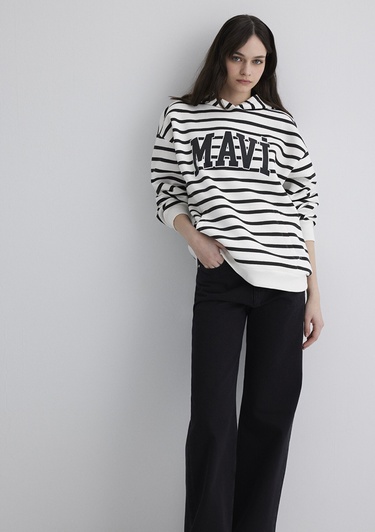  Mavi Mavi Logo Baskılı Beyaz Sweatshirt 1S10118-84603