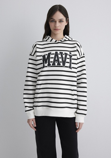  Mavi Mavi Logo Baskılı Beyaz Sweatshirt 1S10118-84603