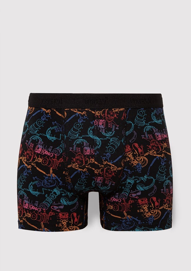  Mavi Baskılı Siyah Boxer 0911374-900