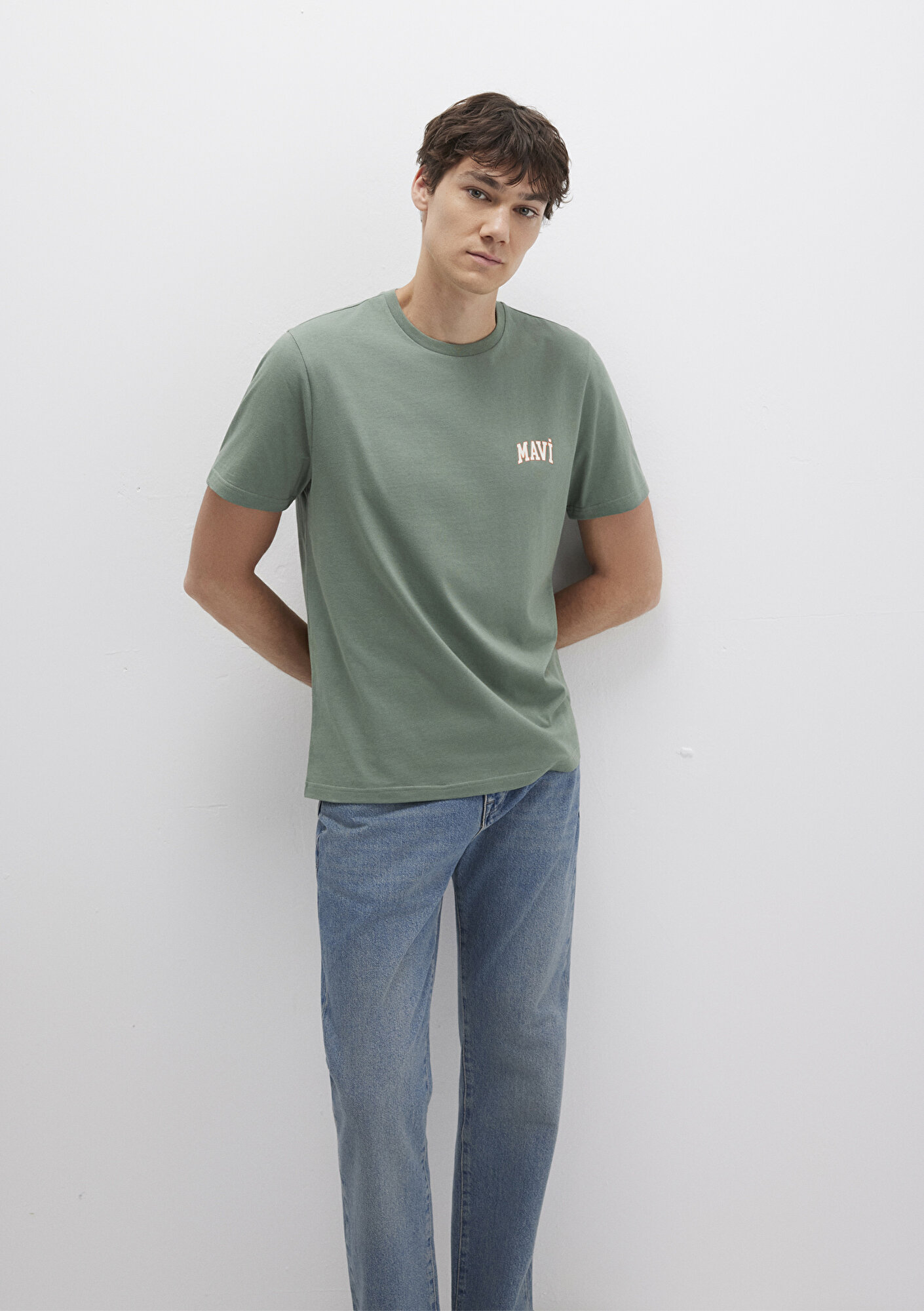  Mavi Mavi Logo Baskılı Yeşil Tişört Regular Fit / Normal Kesim 0611714-71483