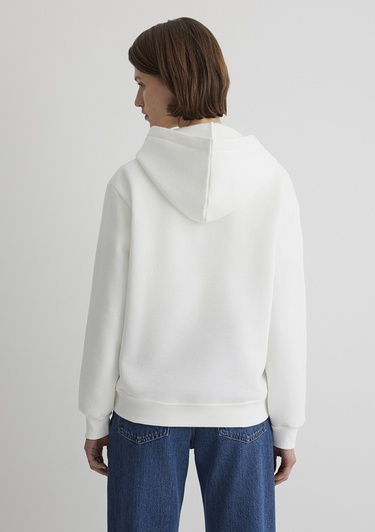  Mavi Kapüşonlu Beyaz Basic Sweatshirt 167299-70057