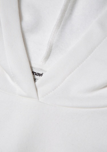 Mavi Kapüşonlu Beyaz Basic Sweatshirt 167299-70057