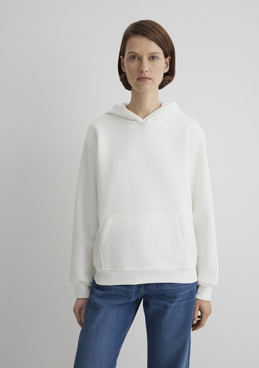  Mavi Kapüşonlu Beyaz Basic Sweatshirt 167299-70057