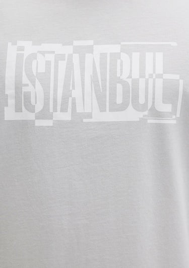  Mavi İstanbul Baskılı Gri Tişört Regular Fit / Normal Kesim 0611789-80618