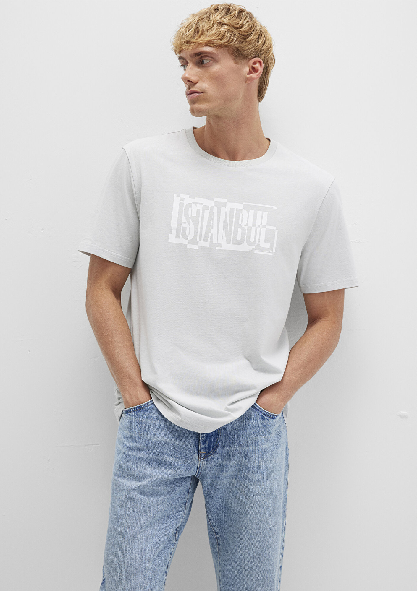  Mavi İstanbul Baskılı Gri Tişört Regular Fit / Normal Kesim 0611789-80618