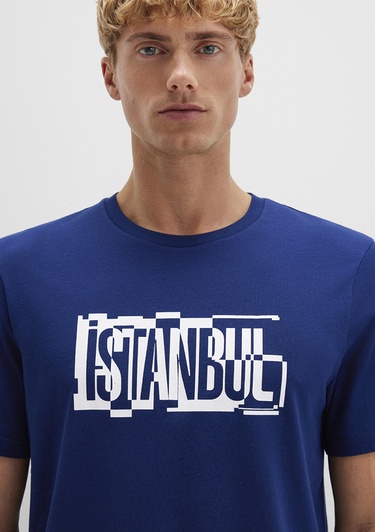  Mavi İstanbul Baskılı Lacivert Tişört Regular Fit / Normal Kesim 0611789-70758