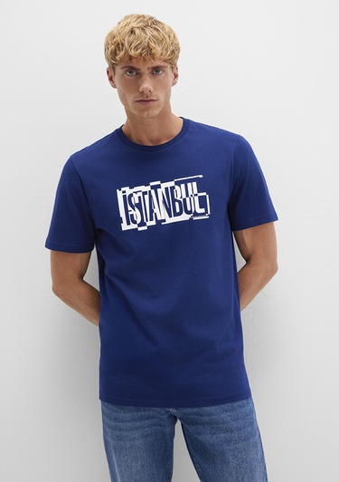 Mavi İstanbul Baskılı Lacivert Tişört Regular Fit / Normal Kesim 0611789-70758