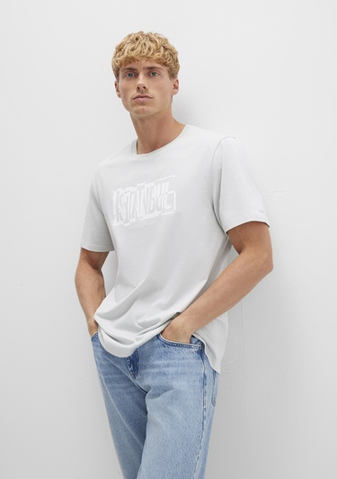  Mavi İstanbul Baskılı Gri Tişört Regular Fit / Normal Kesim 0611789-80618