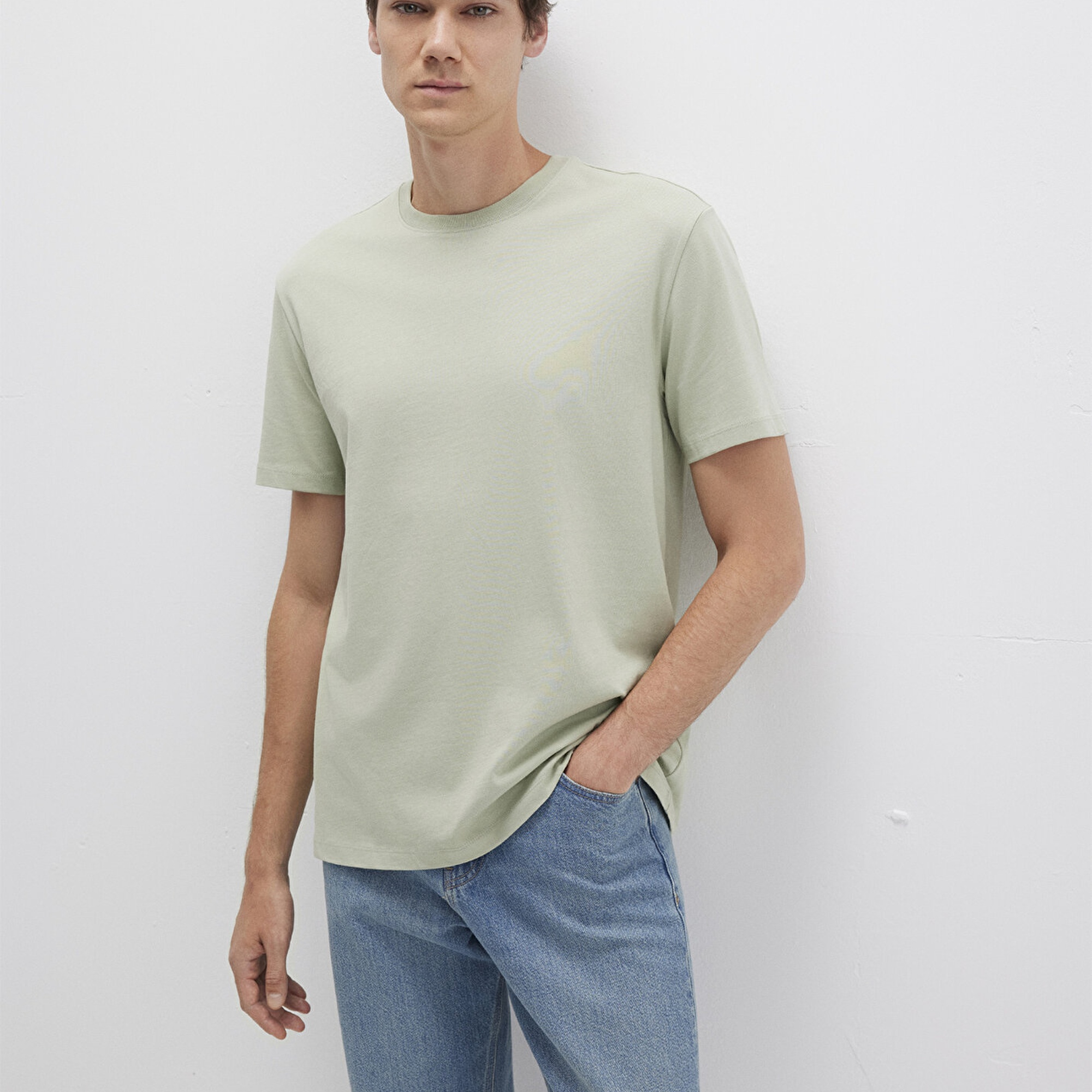 Mavi Yeşil Basic Tişört Loose Fit / Bol Rahat Kesim 066249-85873