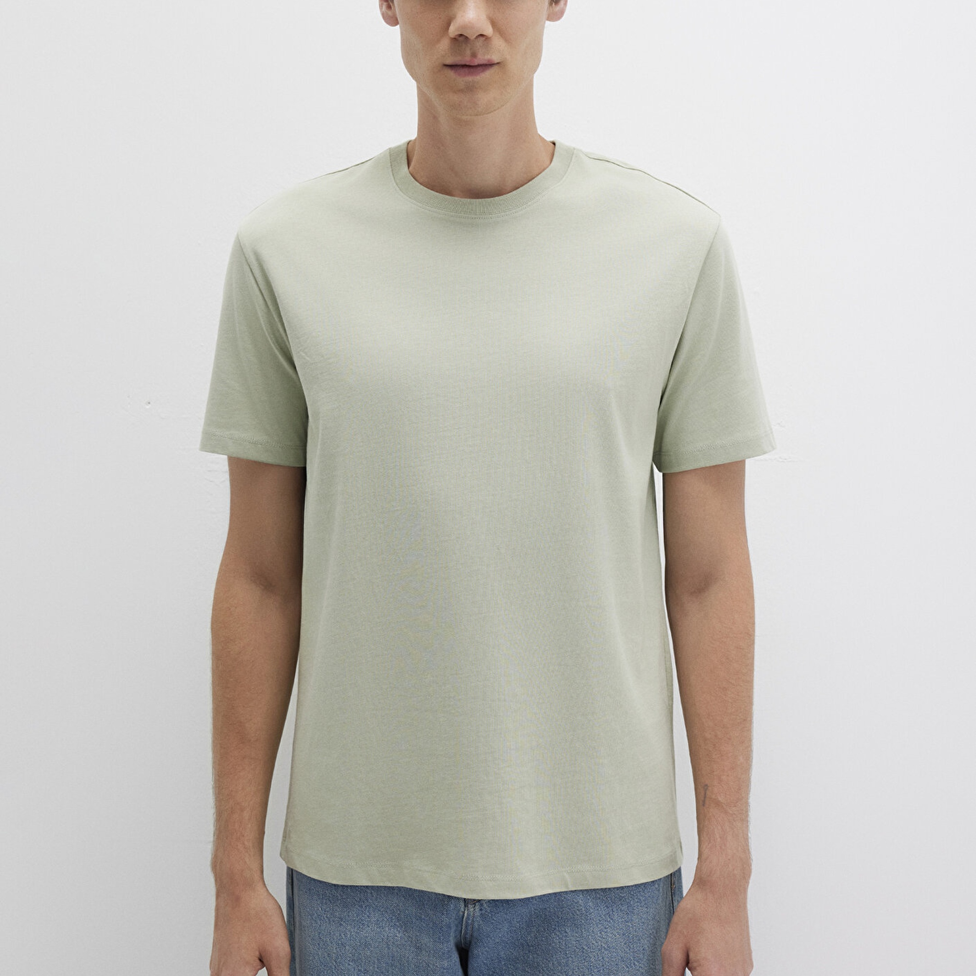 Mavi Yeşil Basic Tişört Loose Fit / Bol Rahat Kesim 066249-85873