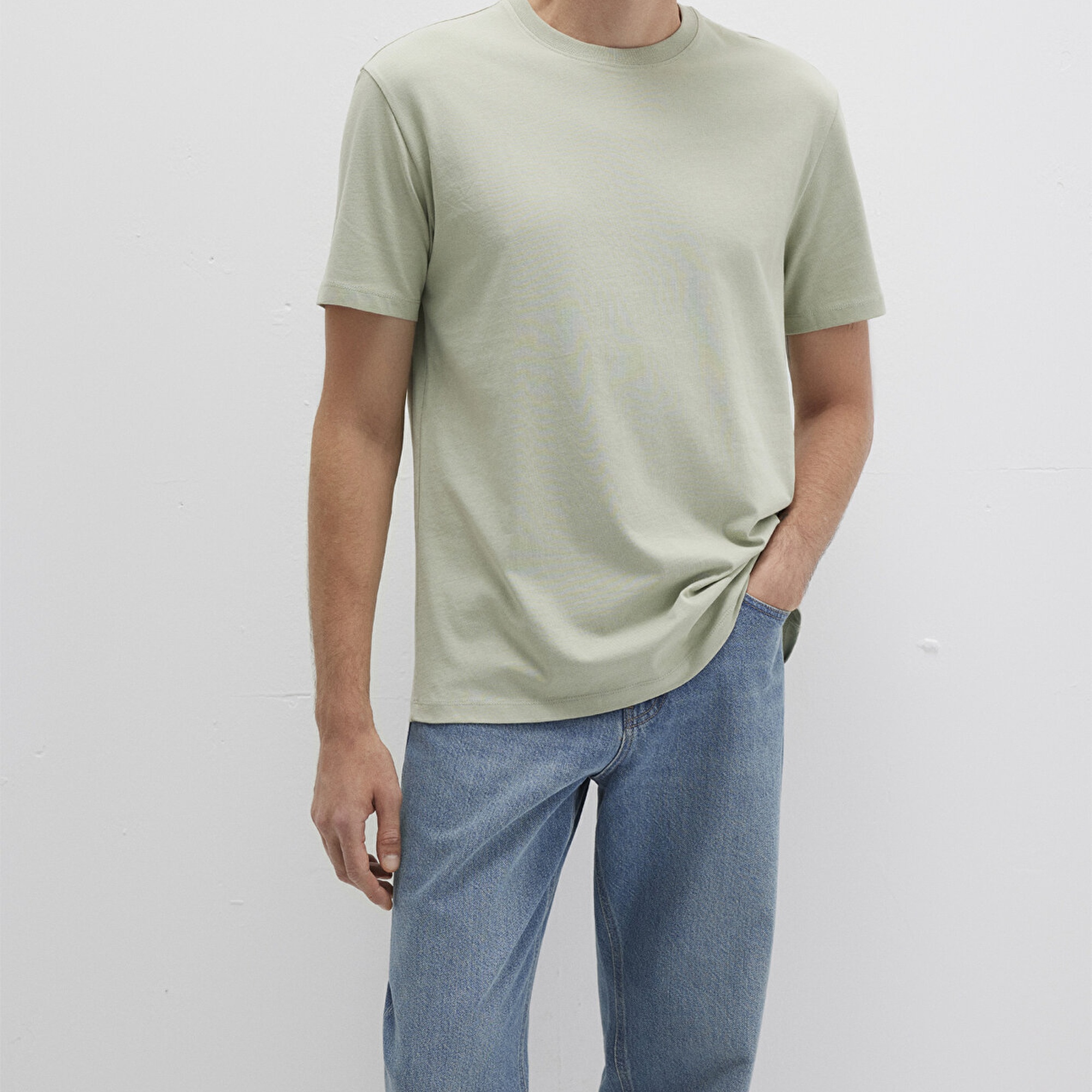 Mavi Yeşil Basic Tişört Loose Fit / Bol Rahat Kesim 066249-85873