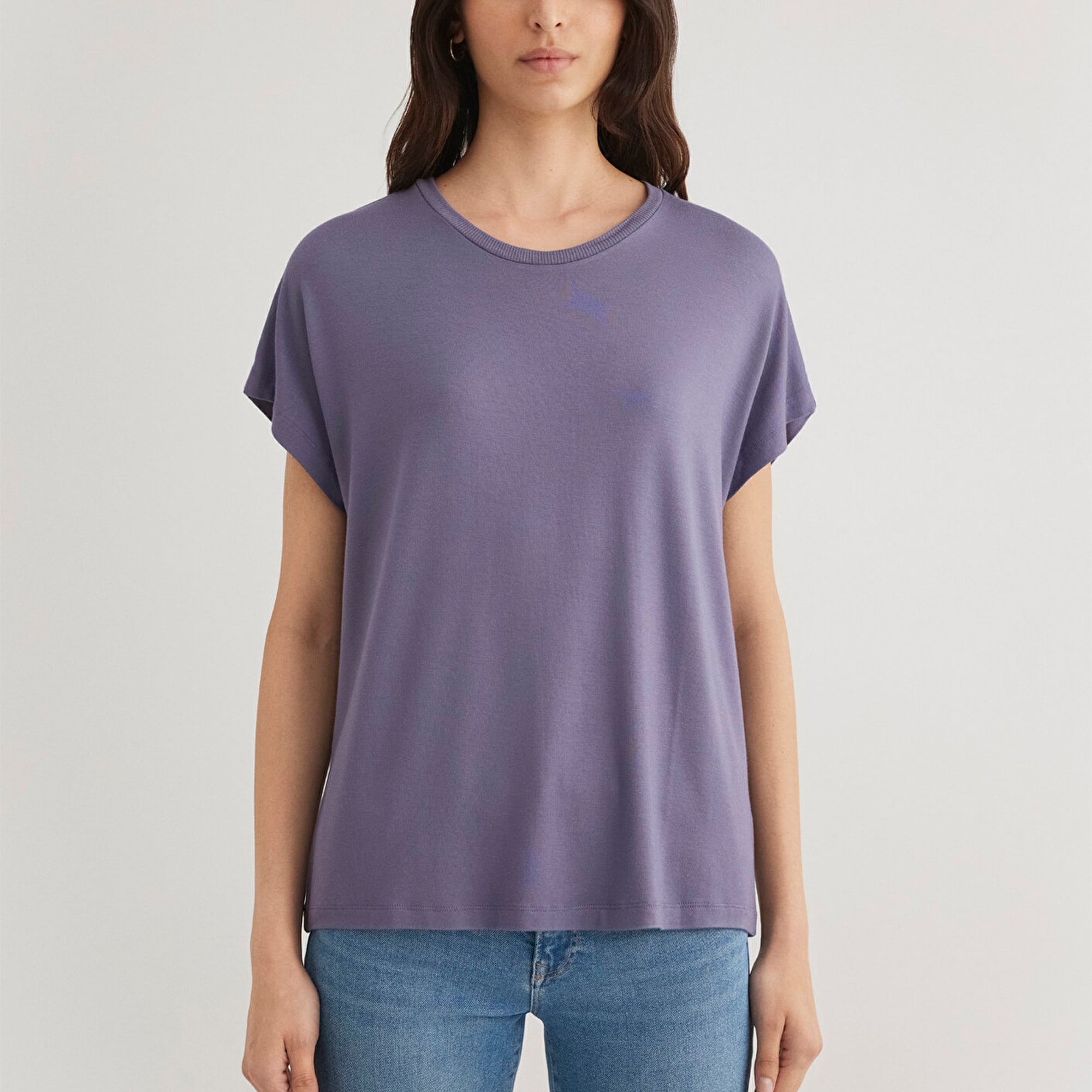 Mavi Düşük Omuz Mor Basic Tişört Regular Fit / Normal Kesim 1611649-70608