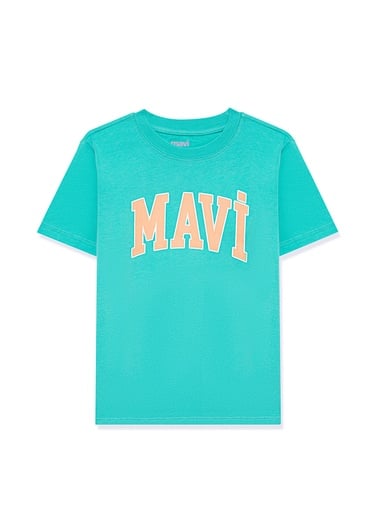  Mavi Mavi Logo Baskılı Yeşil Tişört Regular Fit / Normal Kesim 7610109-71724