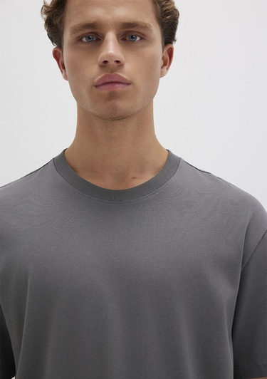  Mavi Antrasit Basic Tişört Loose Fit / Bol Rahat Kesim 066249-86569