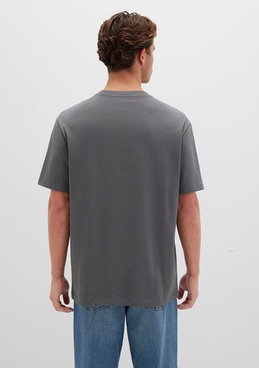  Mavi Antrasit Basic Tişört Loose Fit / Bol Rahat Kesim 066249-86569