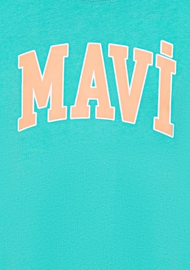  Mavi Mavi Logo Baskılı Yeşil Tişört Regular Fit / Normal Kesim 7610109-71724