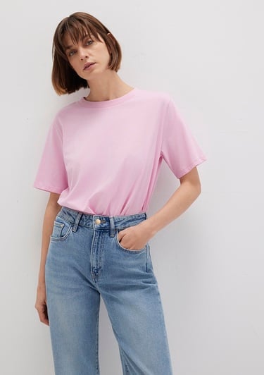  Mavi Pembe Basic Tişört Regular Fit / Normal Kesim 1600955-71117