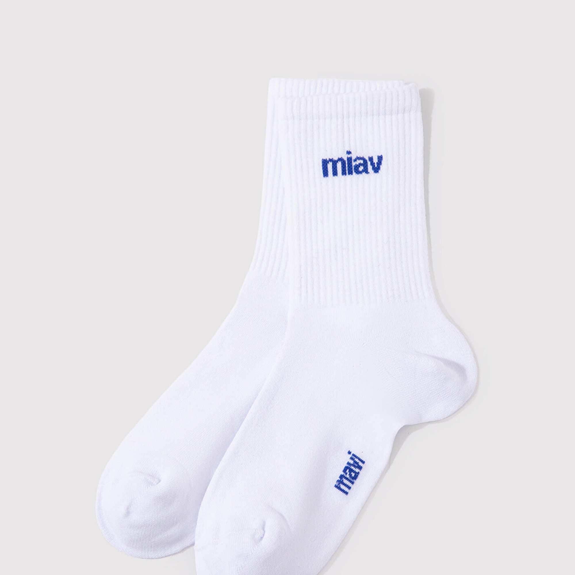 Mavi Miav Baskılı Beyaz Soket Çorap 1912598-620