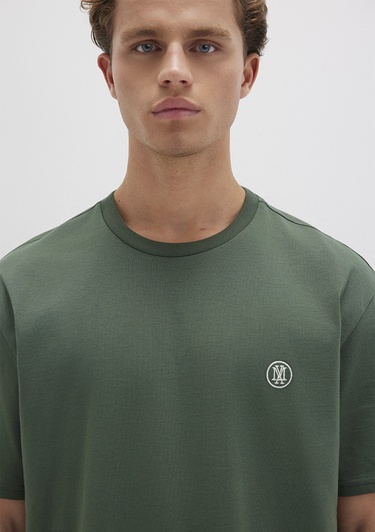  Mavi Mavi Logo İşlemeli Yeşil Basic Tişört Loose Fit / Bol Rahat Kesim 067074-81570