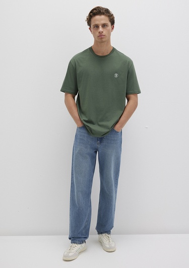  Mavi Mavi Logo İşlemeli Yeşil Basic Tişört Loose Fit / Bol Rahat Kesim 067074-81570
