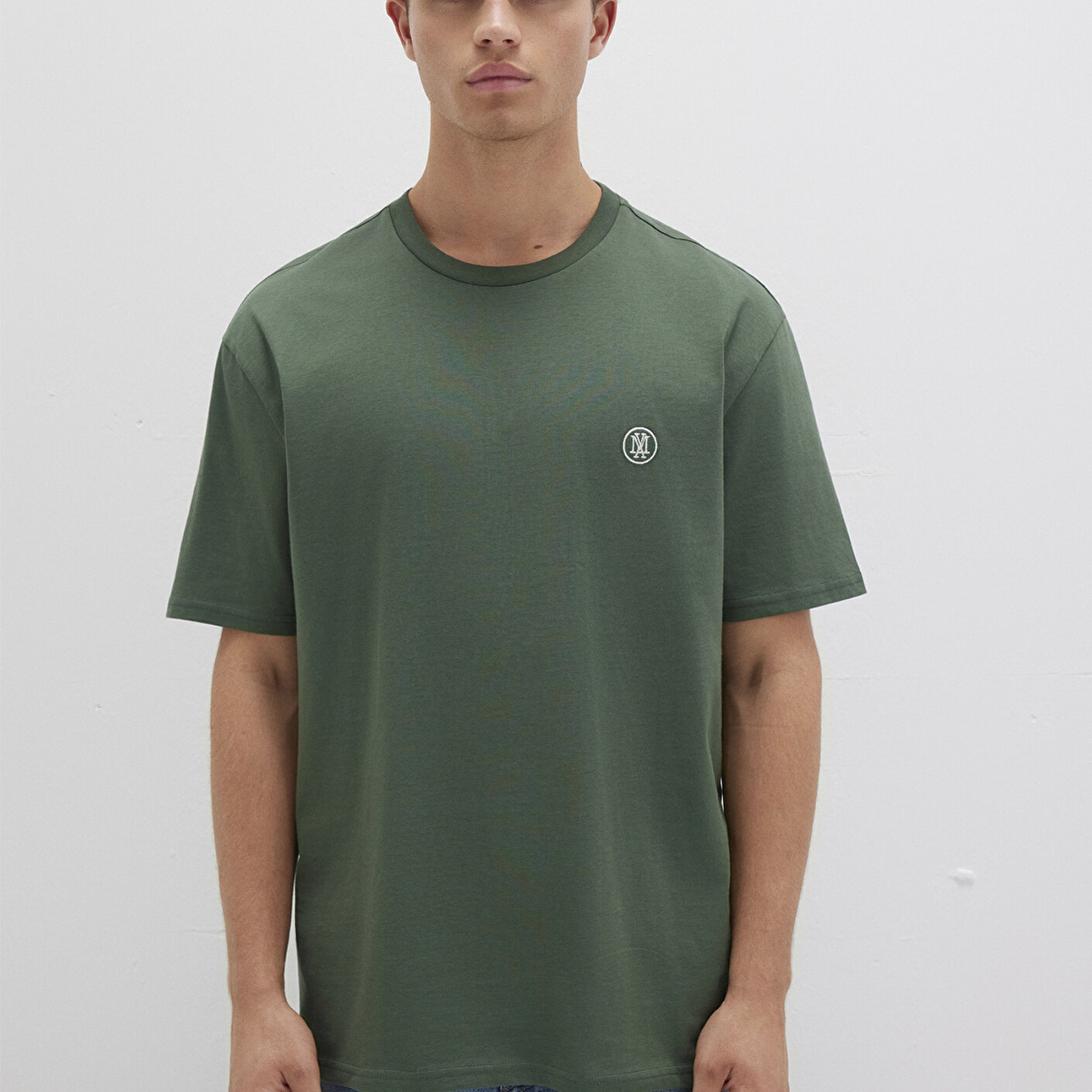 Mavi Mavi Logo İşlemeli Yeşil Basic Tişört Loose Fit / Bol Rahat Kesim 067074-81570