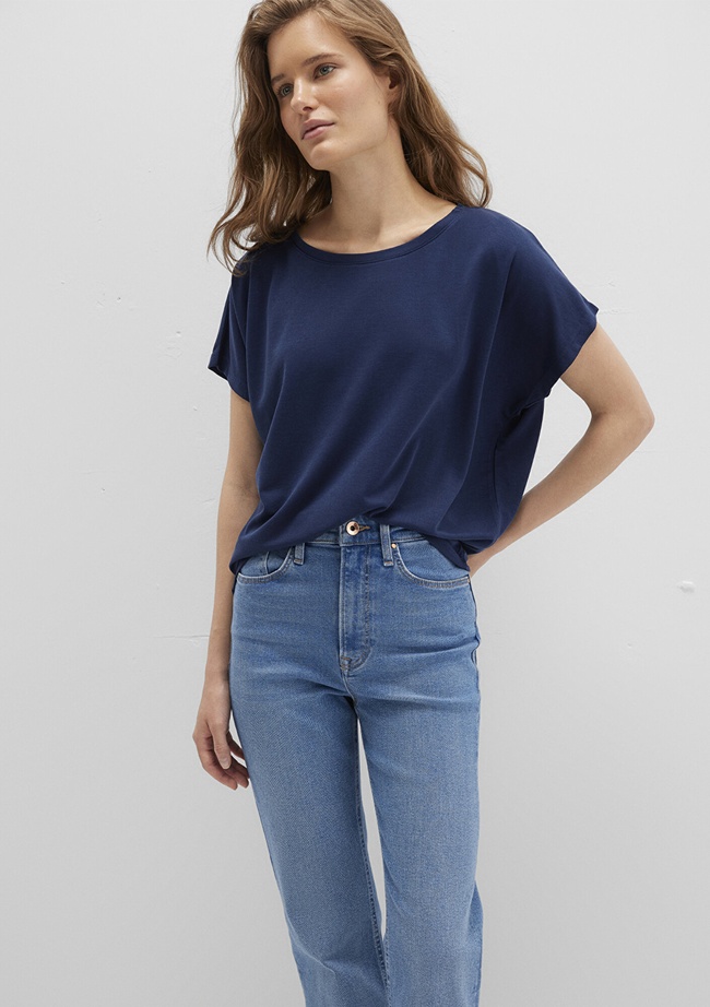  Mavi Lux Touch TENCEL TM Modal Lacivert Basic Tişört Loose Fit / Bol Rahat Kesim 167245-70487