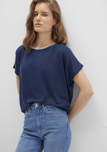  Mavi Lux Touch TENCEL TM Modal Lacivert Basic Tişört Loose Fit / Bol Rahat Kesim 167245-70487