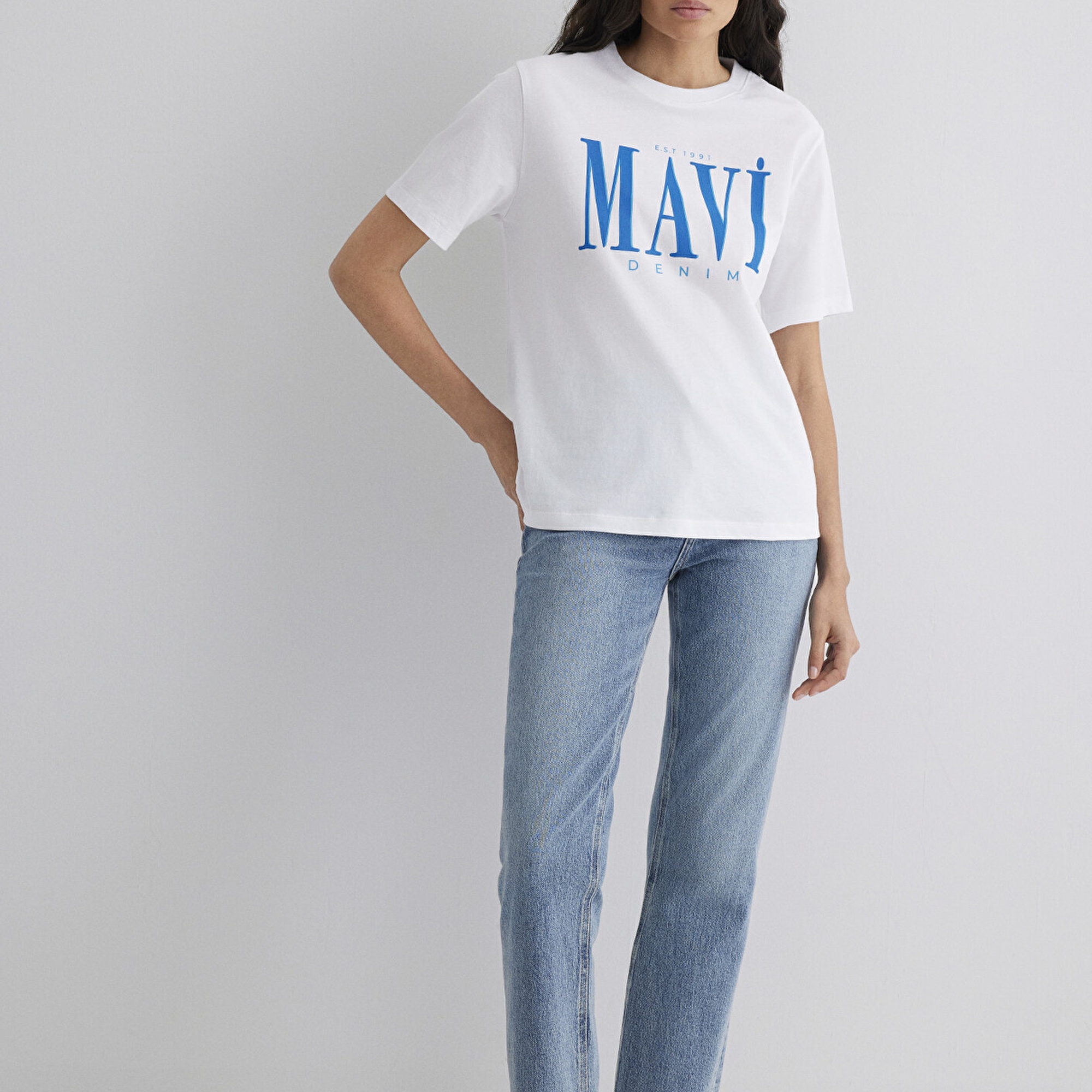 Mavi Mavi Logo Baskılı Beyaz Tişört Regular Fit / Normal Kesim 1611990-620