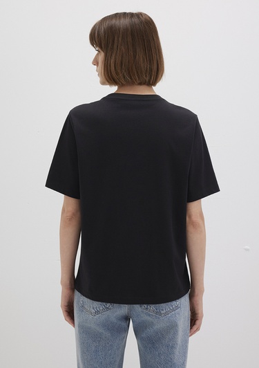  Mavi Mavi Logo Baskılı Siyah Tişört Regular Fit / Normal Kesim 1611990-900
