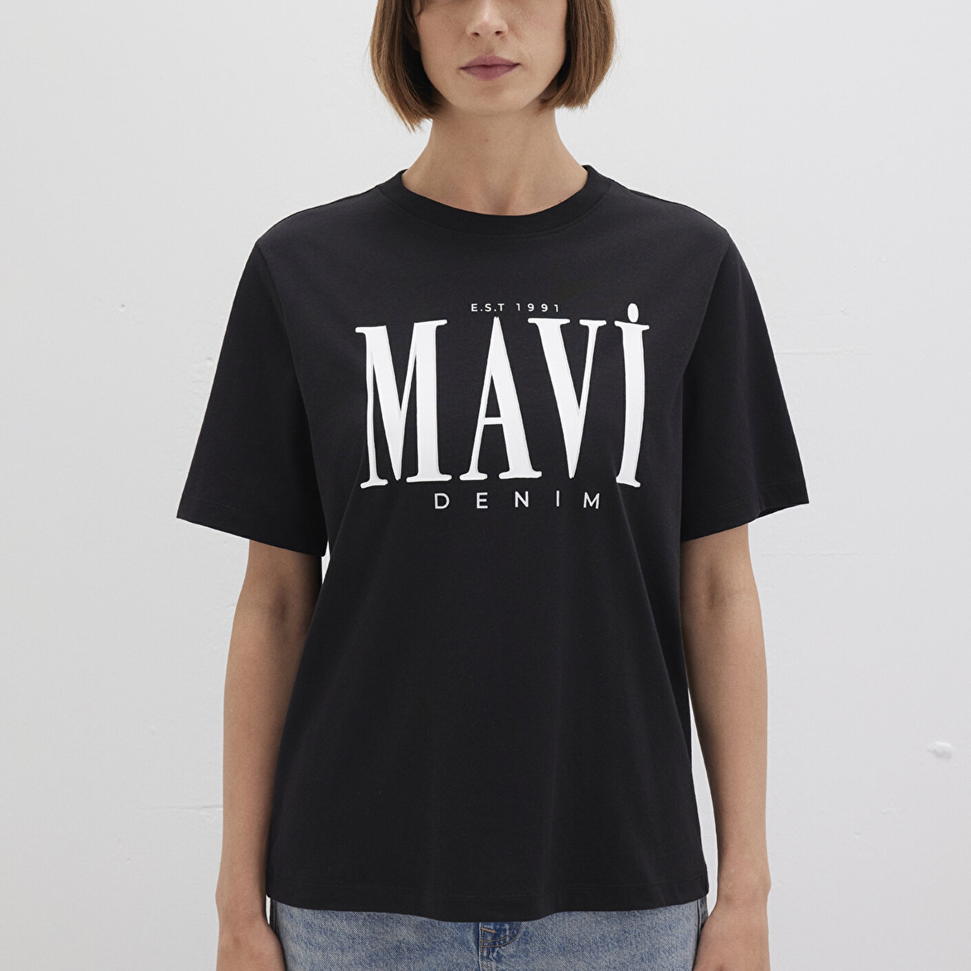 Mavi Mavi Logo Baskılı Siyah Tişört Regular Fit / Normal Kesim 1611990-900