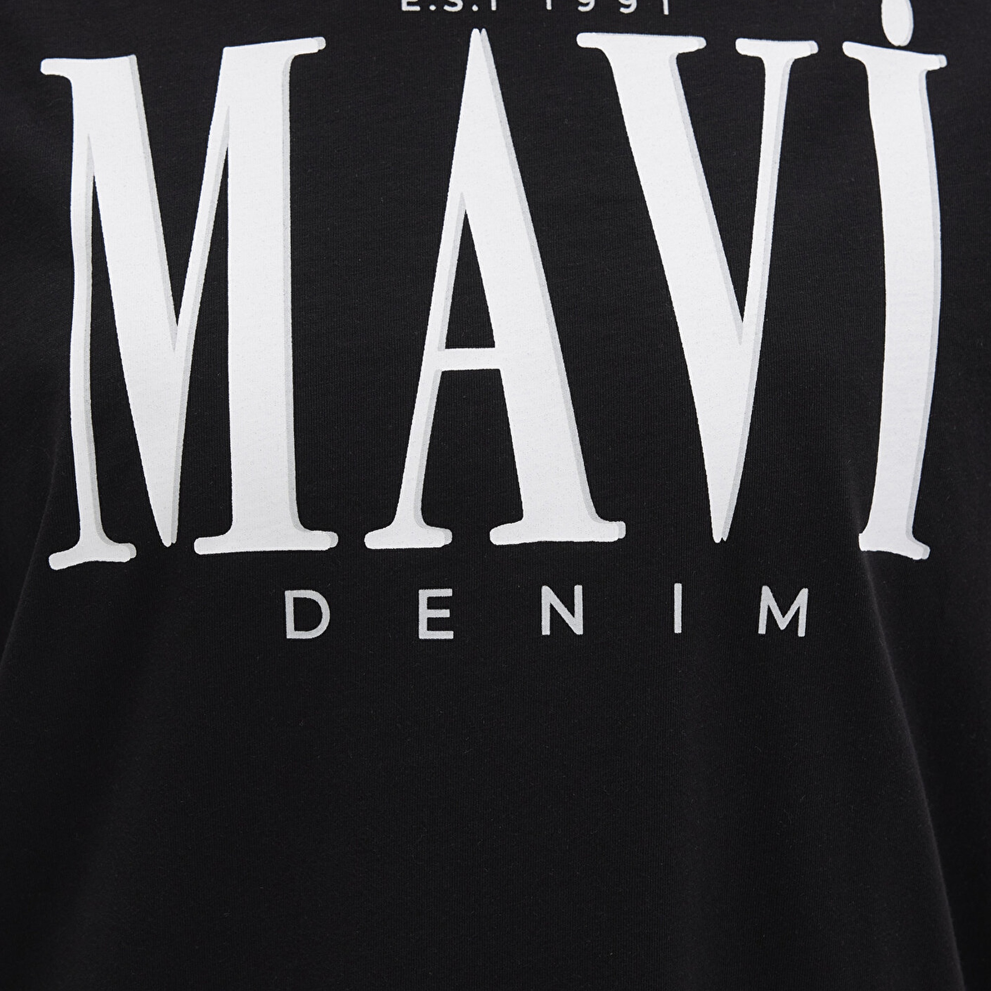 Mavi Mavi Logo Baskılı Siyah Tişört Regular Fit / Normal Kesim 1611990-900