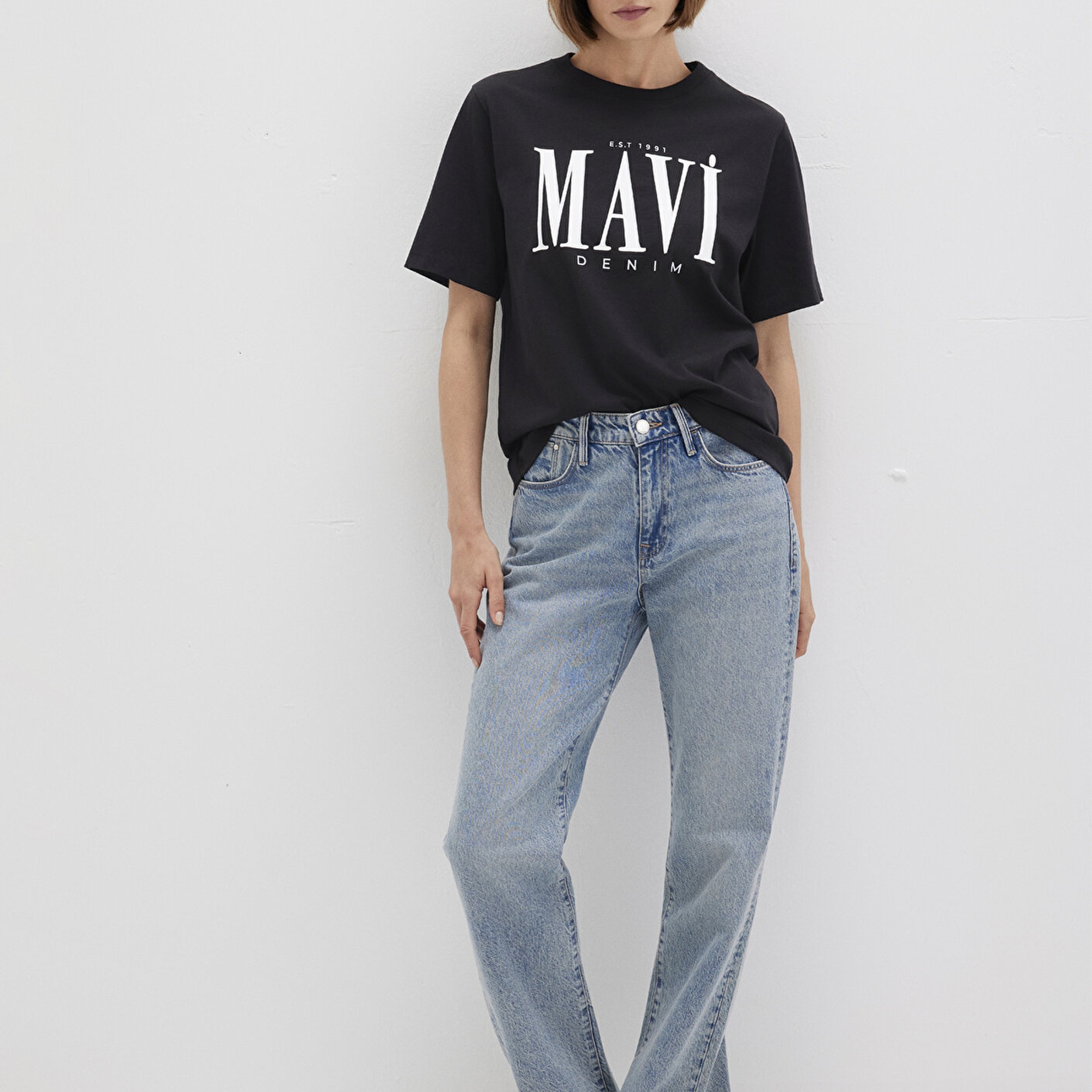 Mavi Mavi Logo Baskılı Siyah Tişört Regular Fit / Normal Kesim 1611990-900