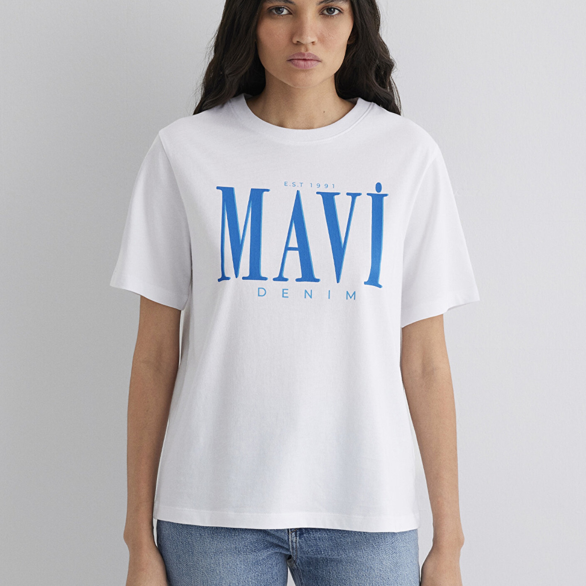 Mavi Mavi Logo Baskılı Beyaz Tişört Regular Fit / Normal Kesim 1611990-620