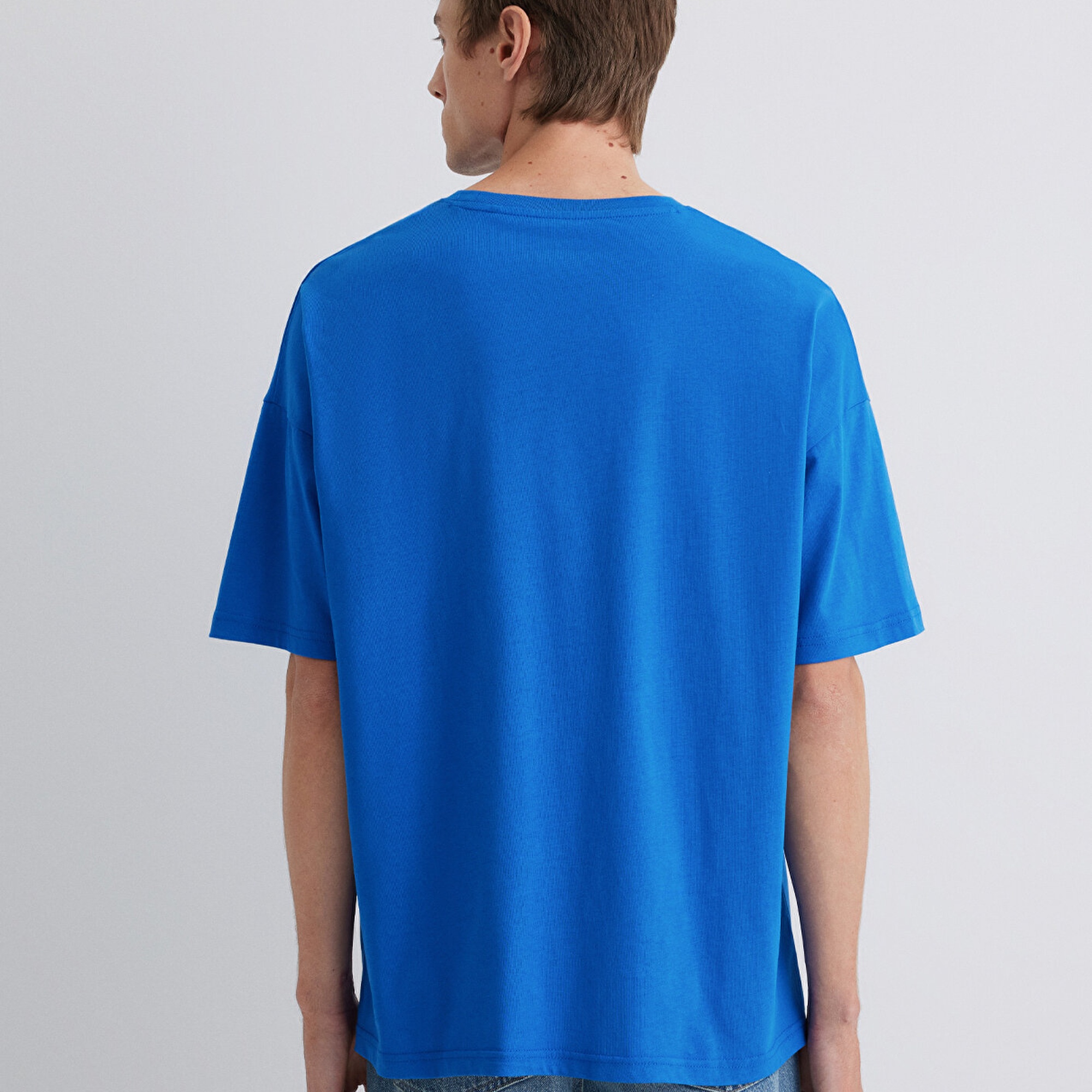 Mavi Mavi Baskılı Mavi Tişört Oversize / Geniş Kesim 0611827-70895