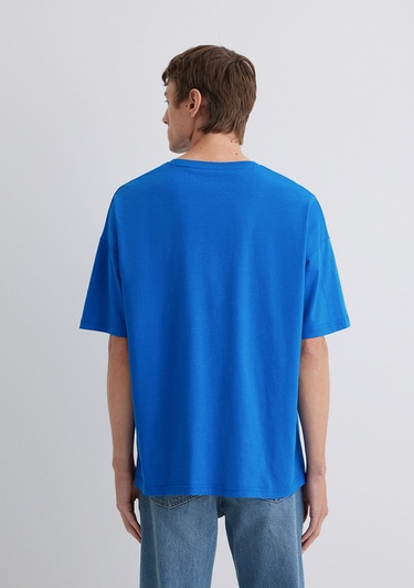  Mavi Mavi Baskılı Mavi Tişört Oversize / Geniş Kesim 0611827-70895