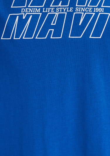  Mavi Mavi Baskılı Mavi Tişört Oversize / Geniş Kesim 0611827-70895