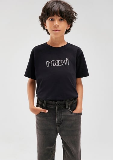  Mavi Mavi Logo Baskılı Siyah Tişört Regular Fit / Normal Kesim 66323900