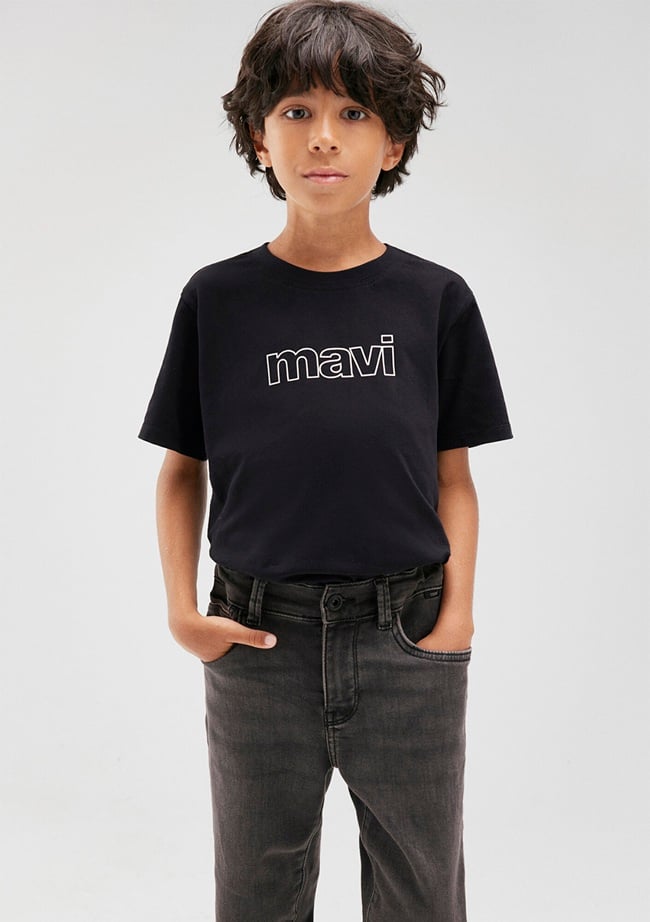  Mavi Mavi Logo Baskılı Siyah Tişört Regular Fit / Normal Kesim 66323900