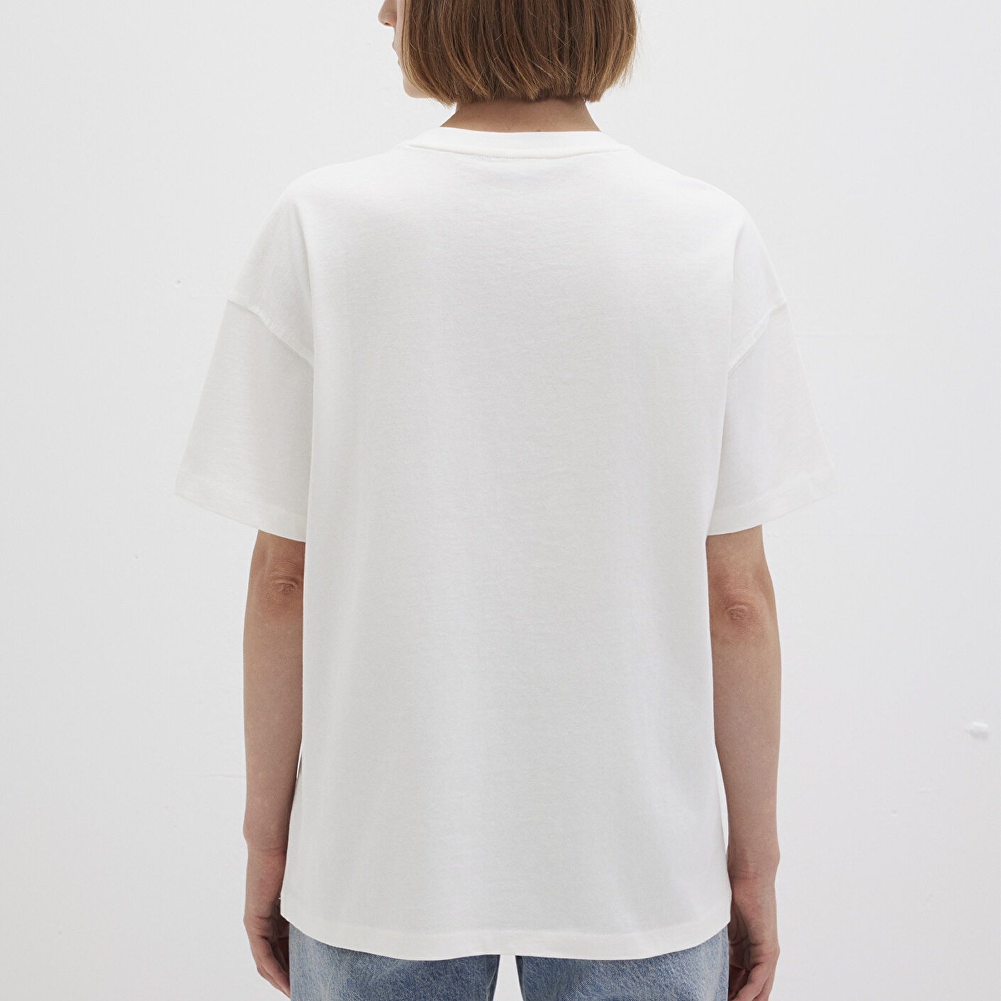 Mavi Mavi Logo Baskılı Beyaz Tişört Loose Fit / Bol Rahat Kesim 1612518-70057