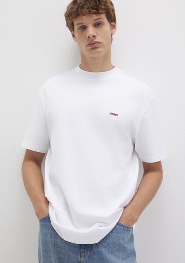  Mavi Mavi Logo Baskılı Beyaz Basic Tişört Loose Fit / Bol Rahat Kesim 0612216-620