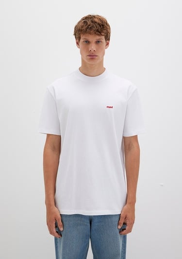  Mavi Mavi Logo Baskılı Beyaz Basic Tişört Loose Fit / Bol Rahat Kesim 0612216-620