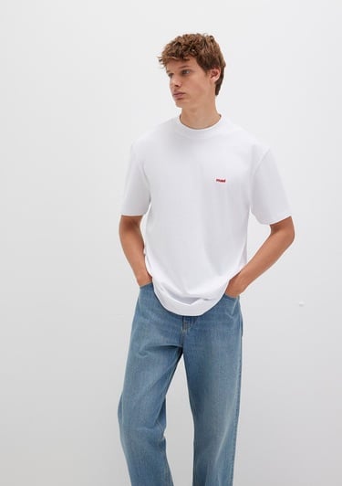  Mavi Mavi Logo Baskılı Beyaz Basic Tişört Loose Fit / Bol Rahat Kesim 0612216-620