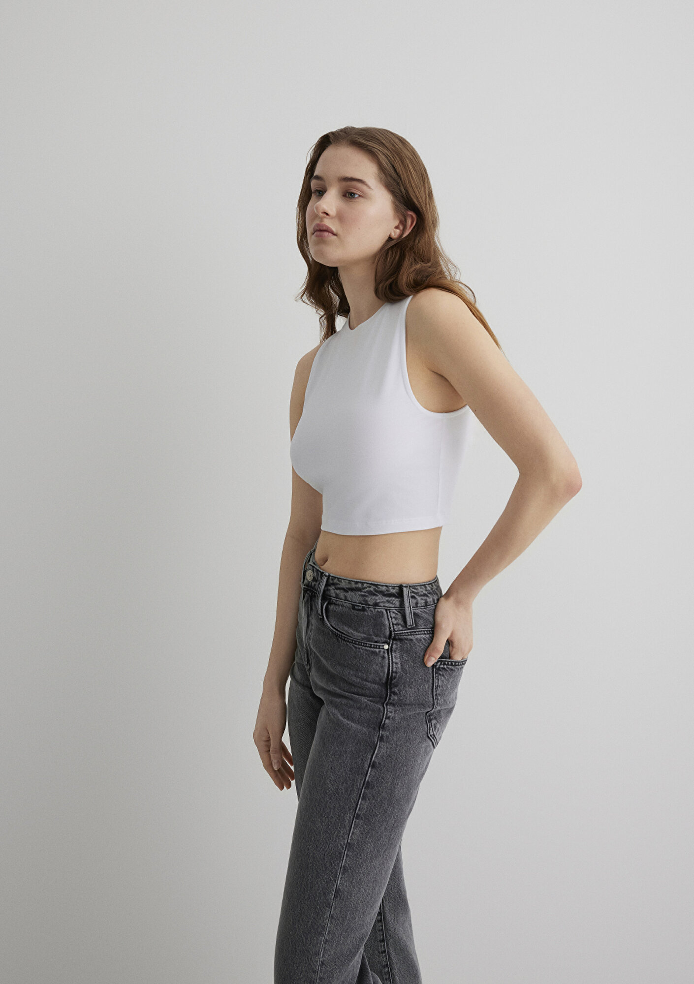  Mavi Lux Touch Beyaz Basic Modal Atlet Crop / Kısa Kesim 1610786-620