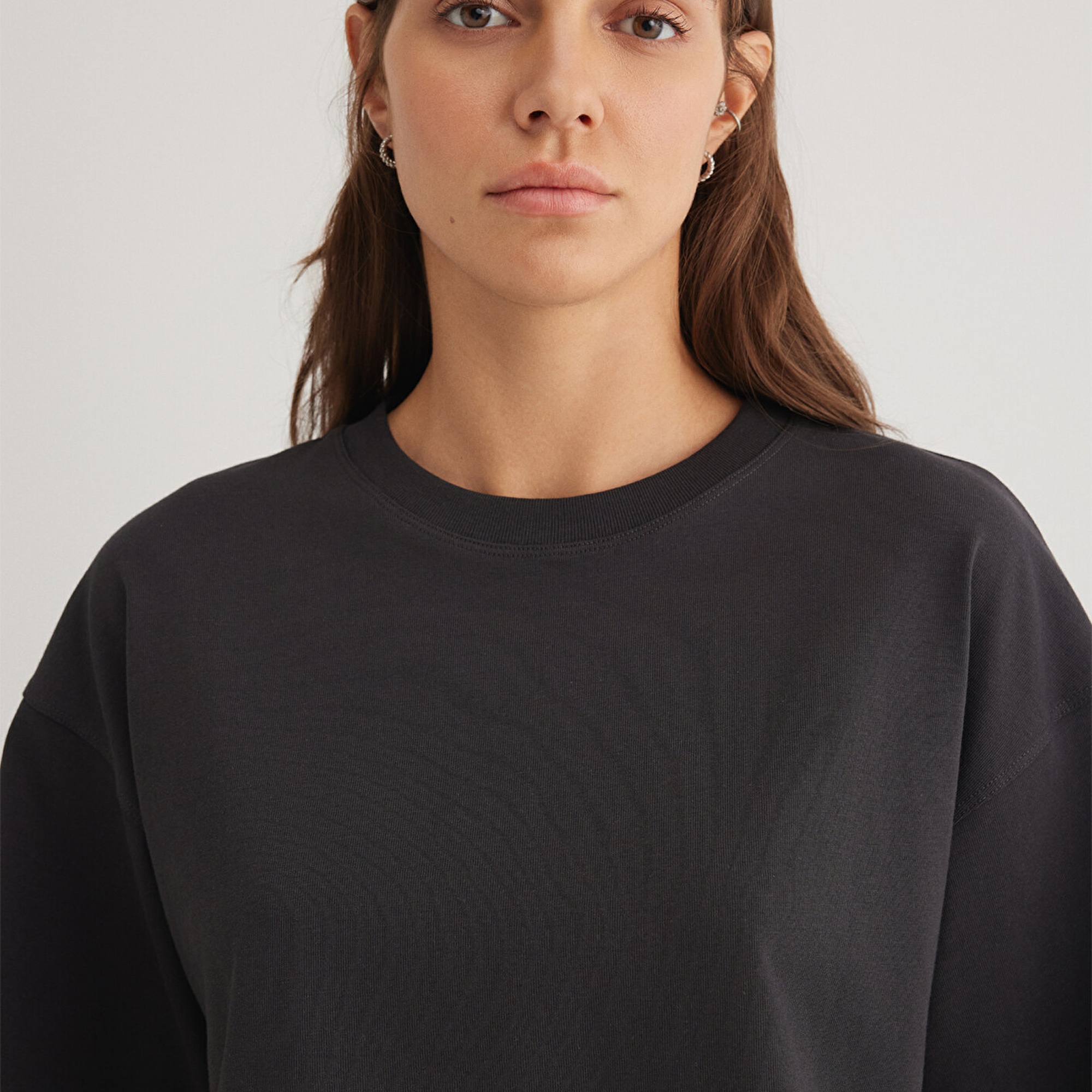 Mavi Antrasit Crop Basic Tişört Crop / Kısa Kesim 1612377-70087