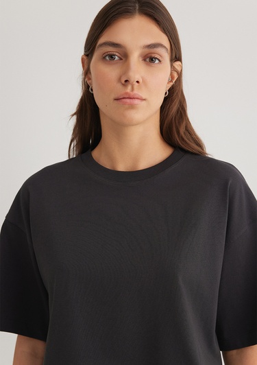  Mavi Antrasit Crop Basic Tişört Crop / Kısa Kesim 1612377-70087