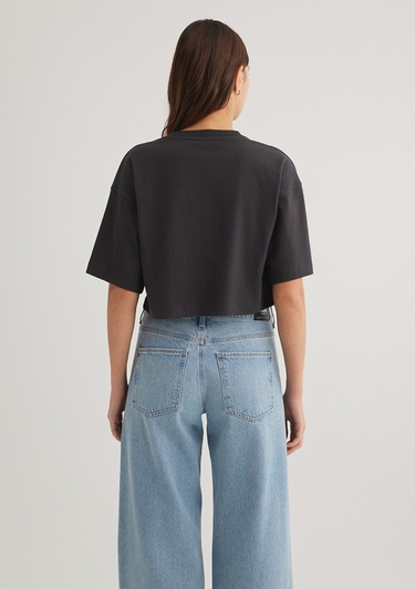  Mavi Antrasit Crop Basic Tişört Crop / Kısa Kesim 1612377-70087